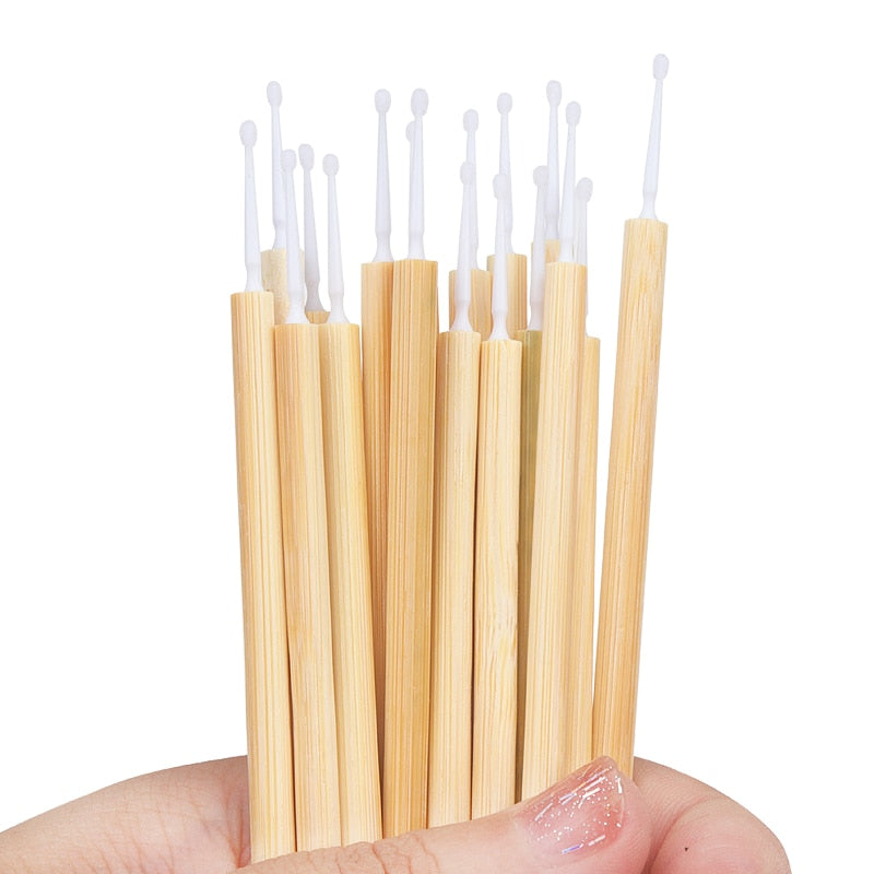 50 micro-brosses en bambou pour maquillage