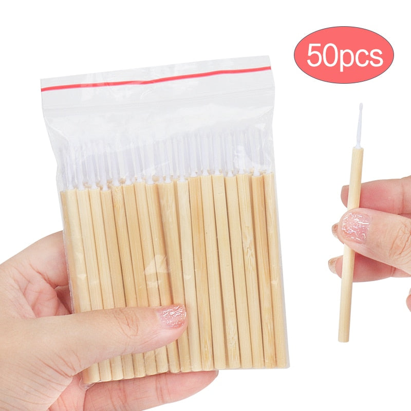 50 micro-brosses en bambou pour maquillage
