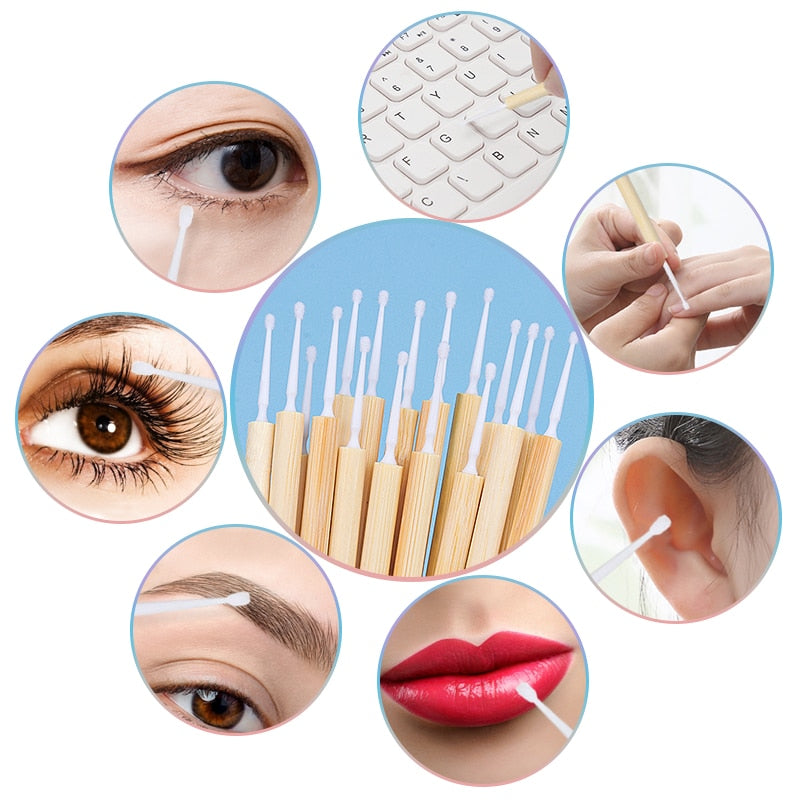 50 micro-brosses en bambou pour maquillage