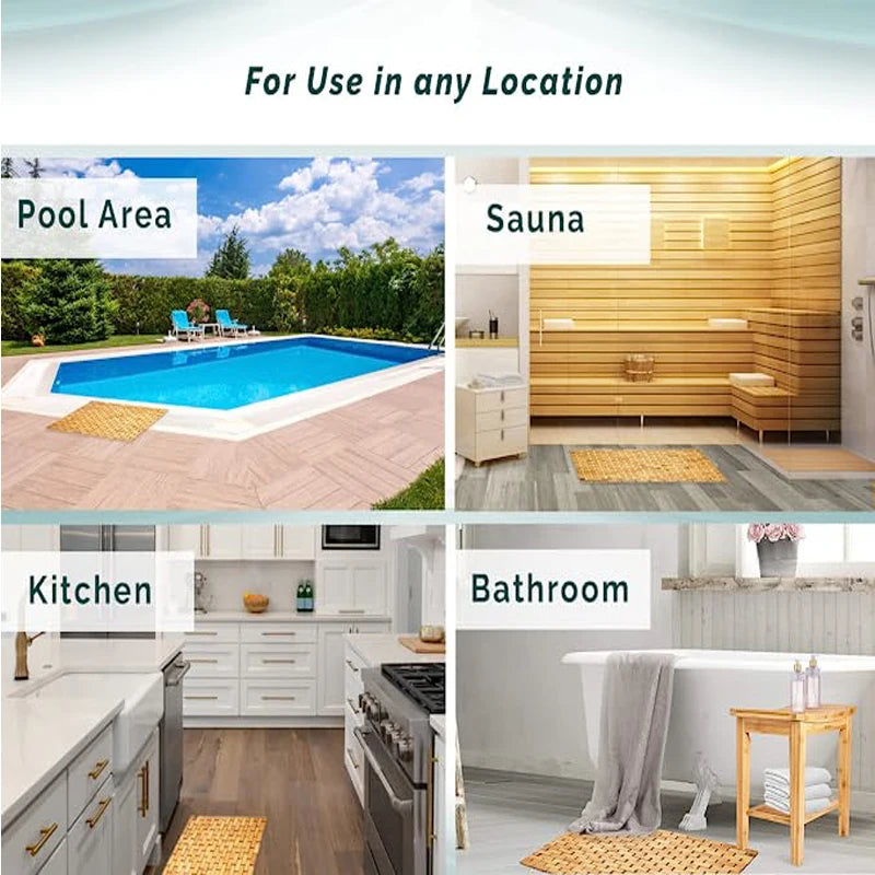 Tapis de bain en bambou antidérapant