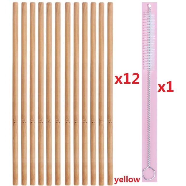 Ensemble 12 Pailles Bambou Premium 8" - Bio, Réutilisables