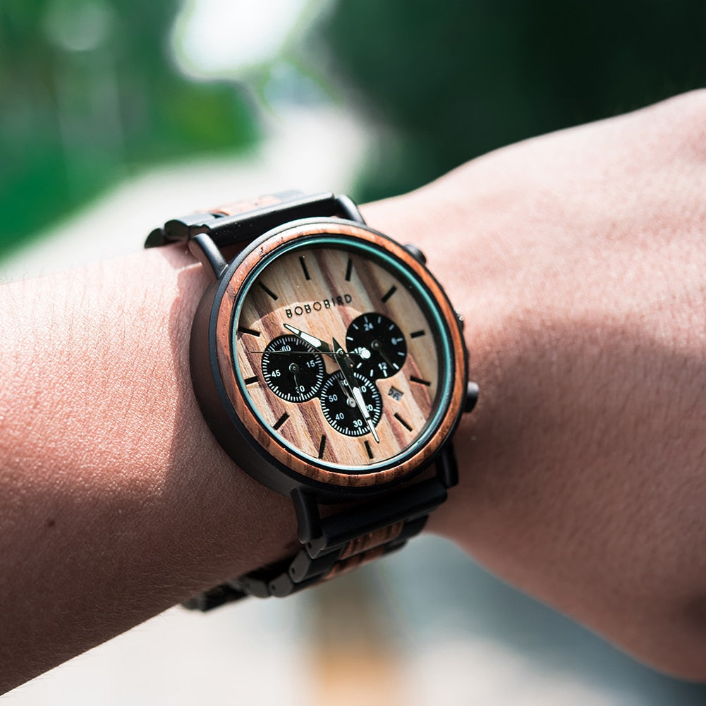 Montre Chronographe Homme en bambou