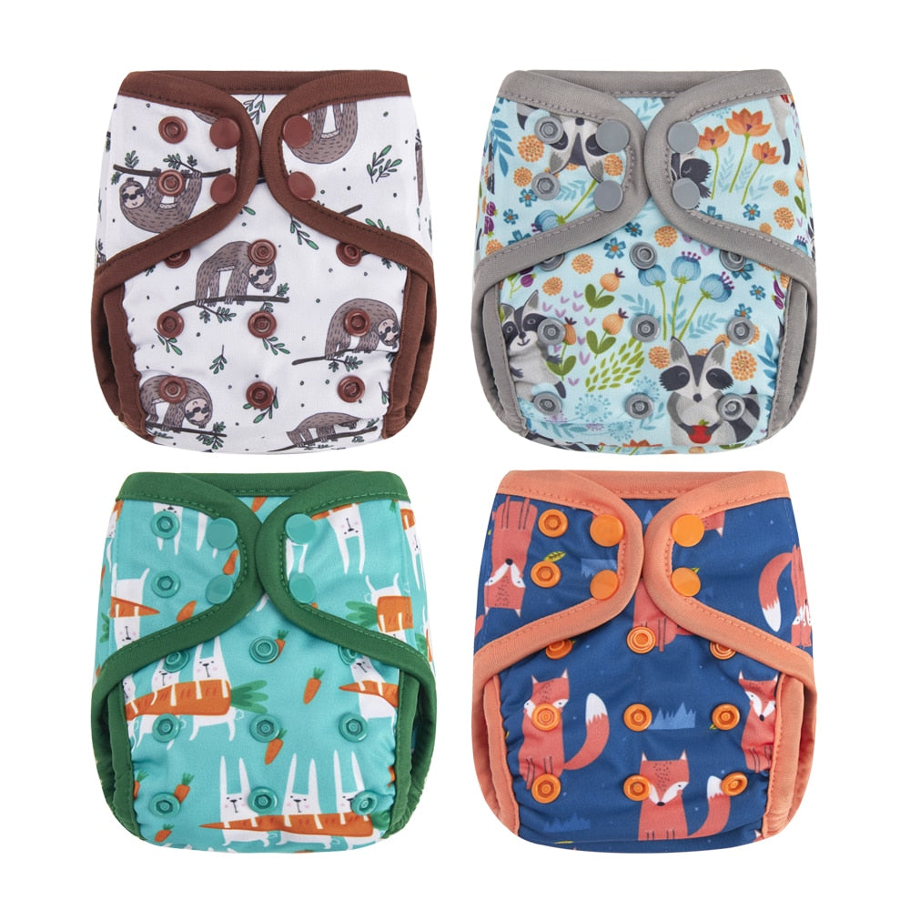 Couches lavables pour bébé "Happy Flute" - par 4