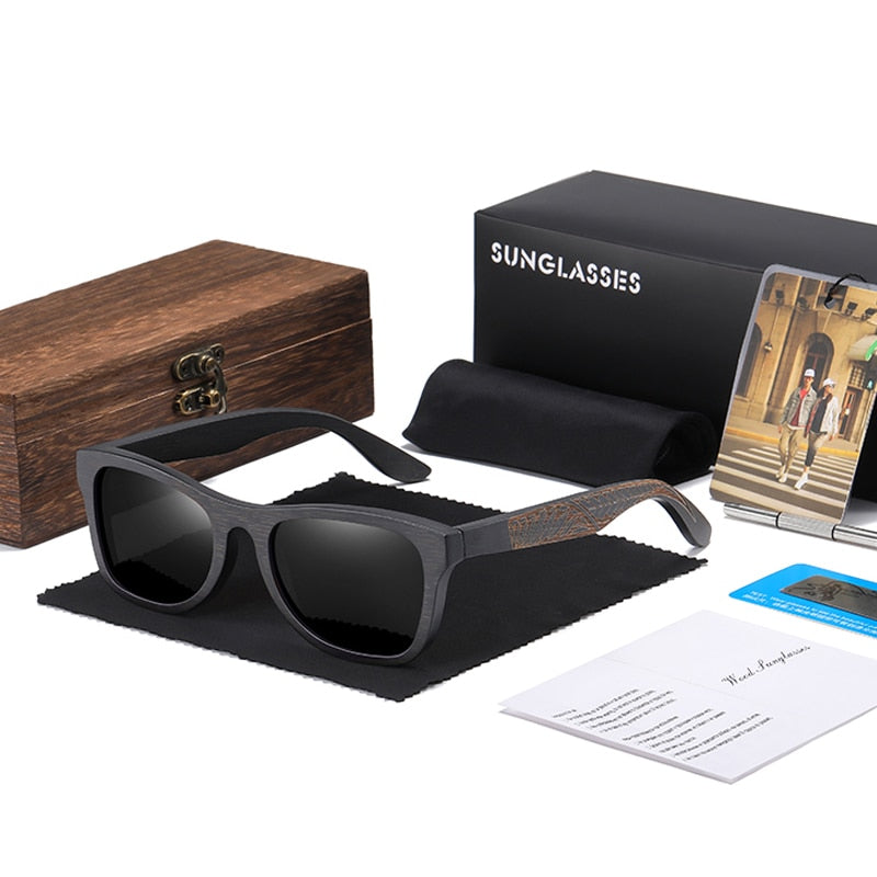Lunettes solaires en bambou noir
