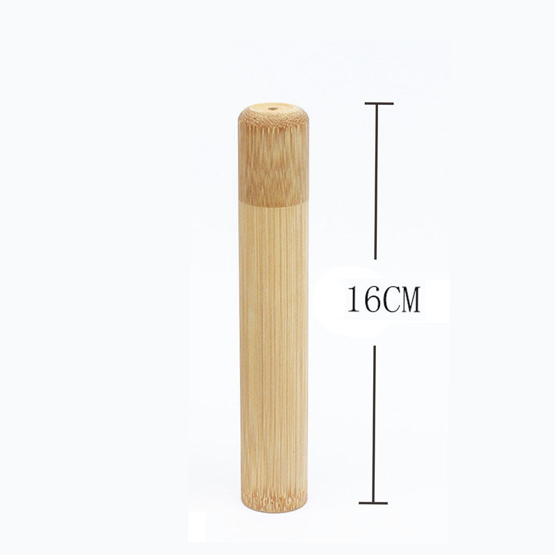Bamboo toothbrush case and holder