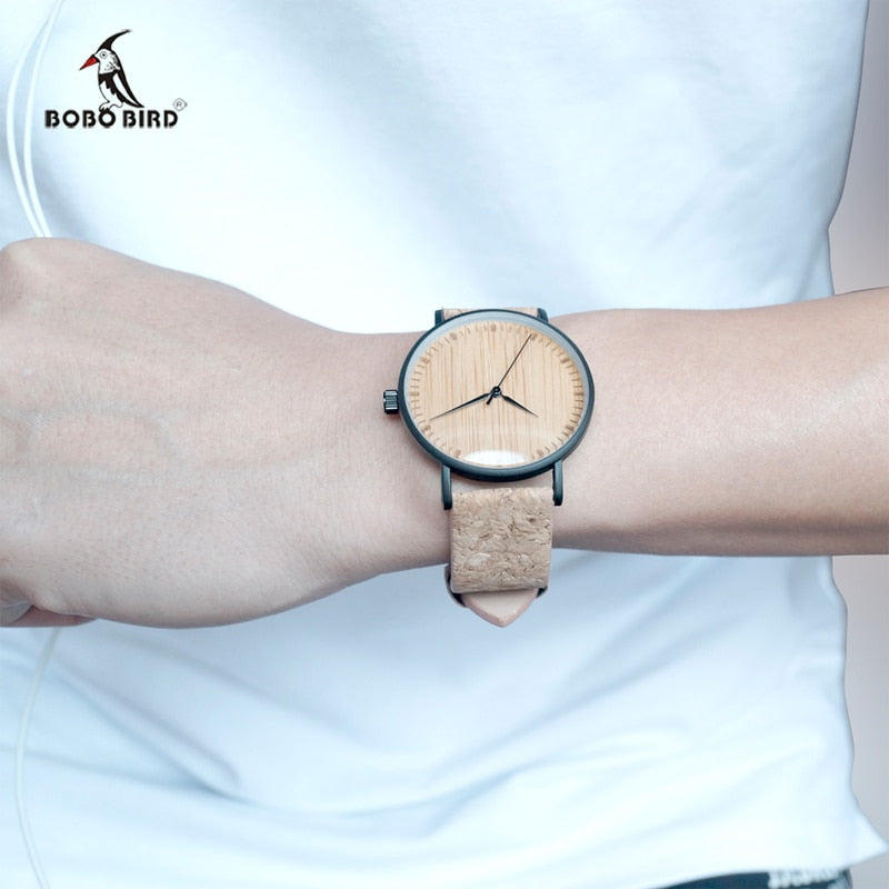 Montre écologique en bambou et liège