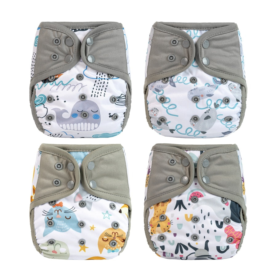 Couches lavables pour bébé "Happy Flute" - par 4