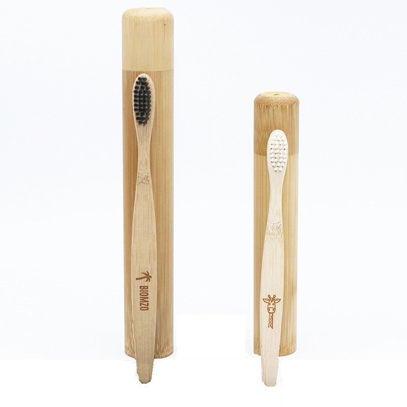 Bamboo toothbrush case and holder