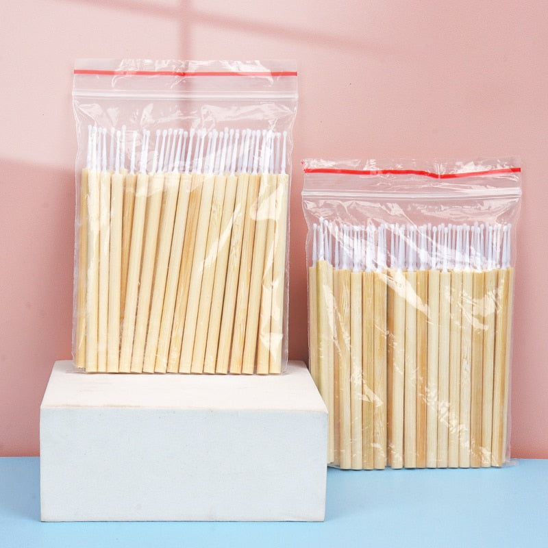 50 micro-brosses en bambou pour maquillage