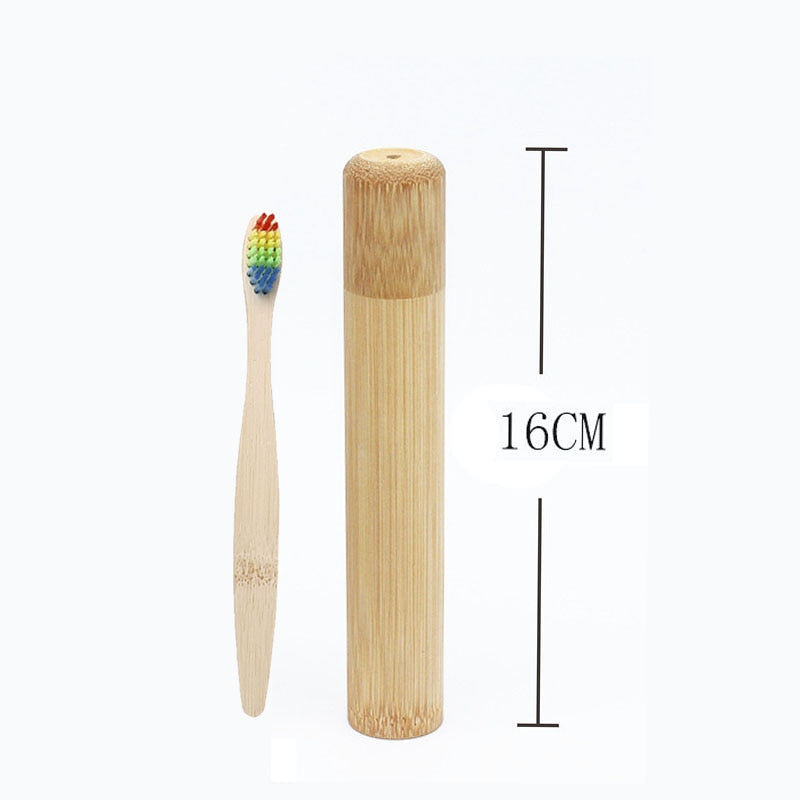Bamboo toothbrush case and holder
