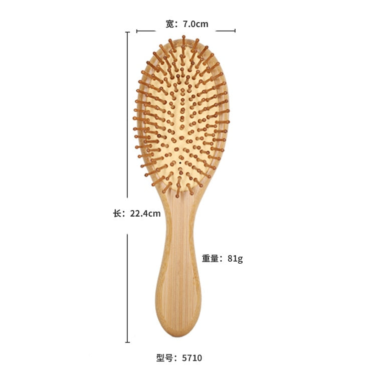 Brosse à cheveux pour femmes avec effet massant en bambou