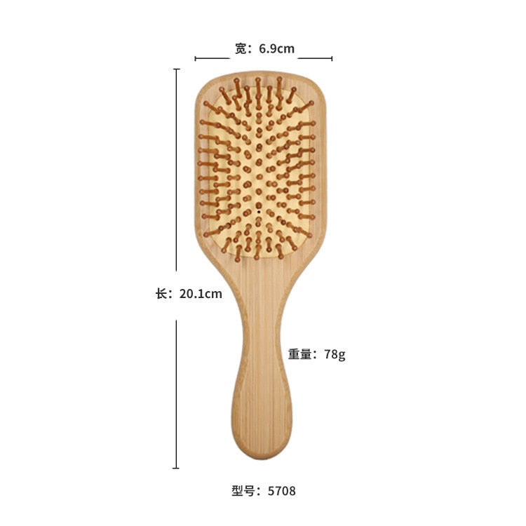 Brosse à cheveux pour femmes avec effet massant en bambou