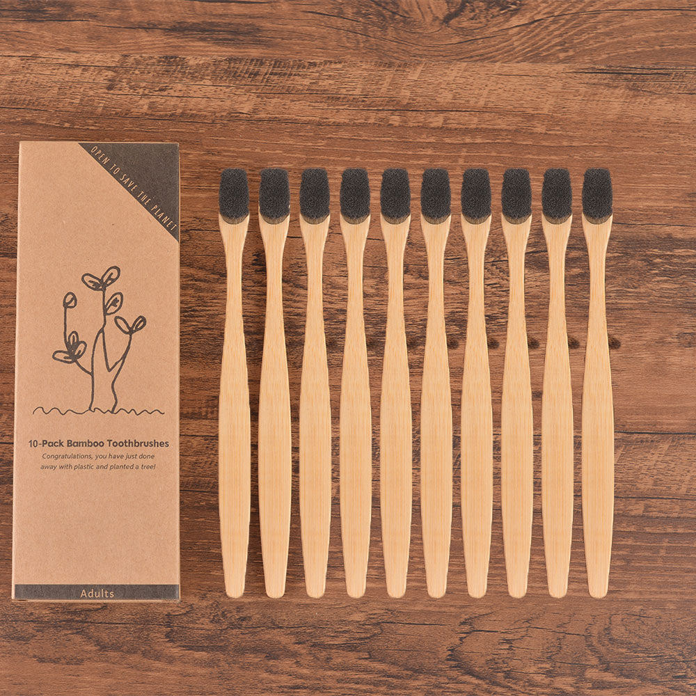 10 brosses à dents en bambou - fibres ultra fines