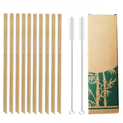 Lot de 10 pailles en bambou réutilisables