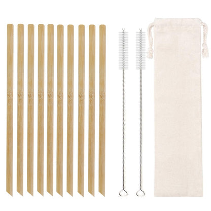 Lot de 10 pailles en bambou réutilisables