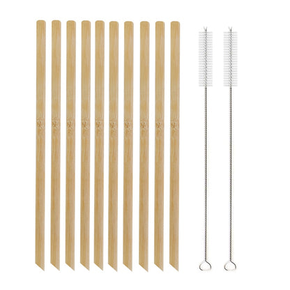 Lot de 10 pailles en bambou réutilisables