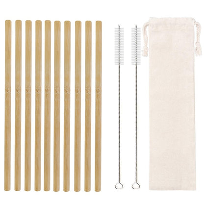 Lot de 10 pailles en bambou réutilisables