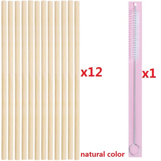 Ensemble 12 Pailles Bambou Premium 8" - Bio, Réutilisables