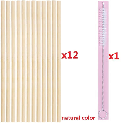 Ensemble 12 Pailles Bambou Premium 8" - Bio, Réutilisables