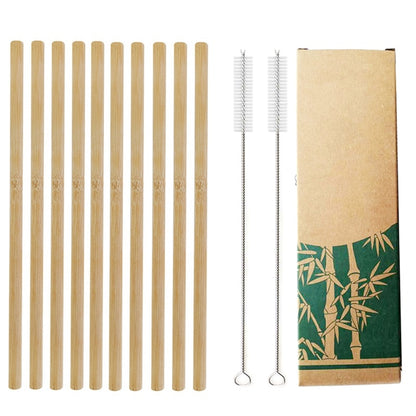 Lot de 10 pailles en bambou réutilisables