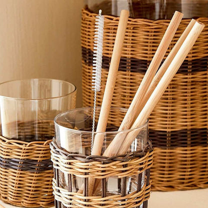 Ensemble 12 Pailles Bambou Premium 8" - Bio, Réutilisables