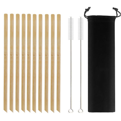 Lot de 10 pailles en bambou réutilisables