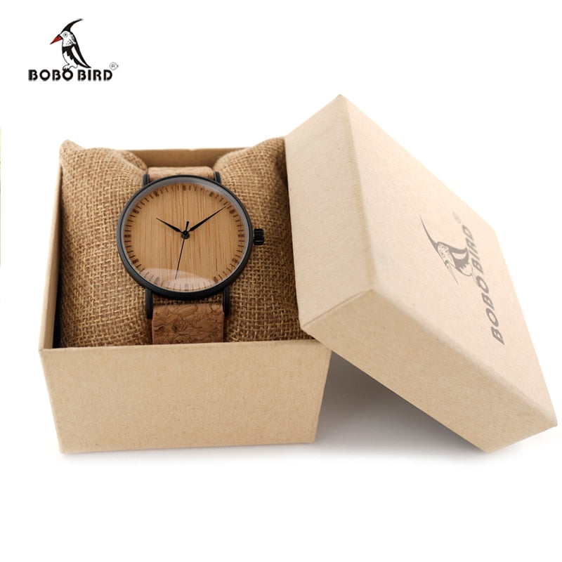 Montre écologique en bambou et liège