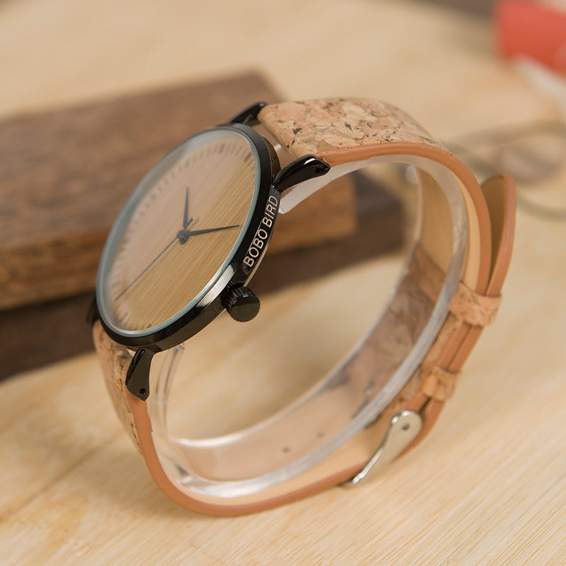 Montre écologique en bambou et liège