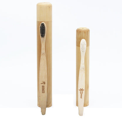 Bamboo toothbrush case and holder