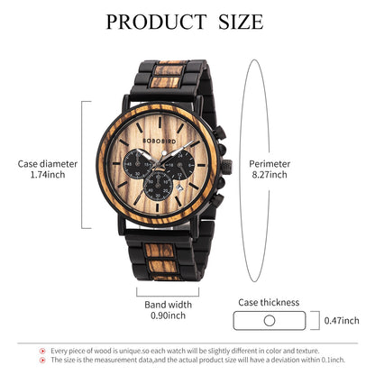 Montre Chronographe Homme en bambou